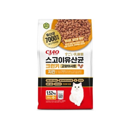 고양이주식 이나바 챠오 고양이 간식 유산균 크런치 치킨 1.52kg 묘묘