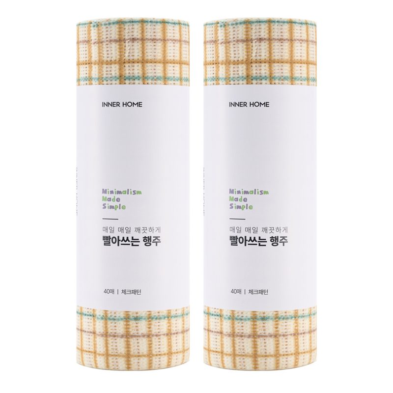 이너홈 빨아쓰는 행주 250 x 300 mm, 40개입, 2개