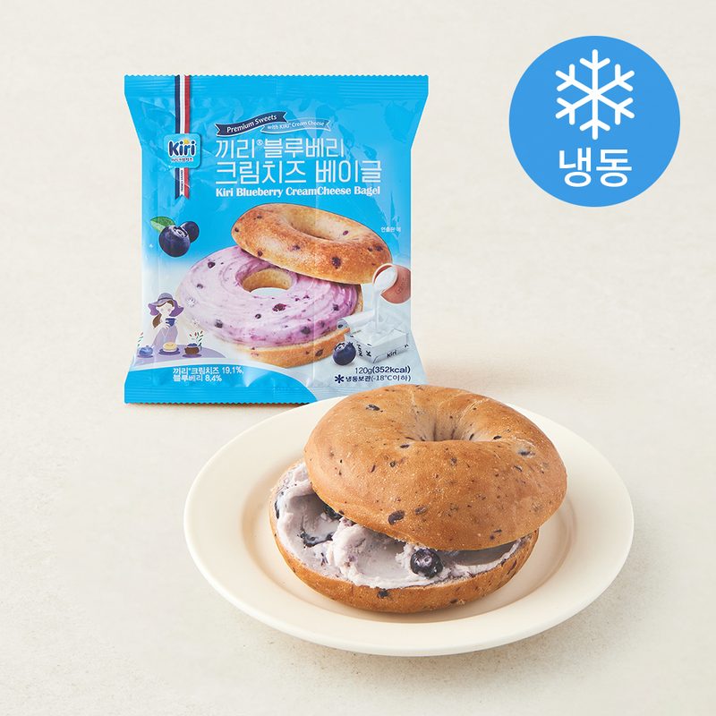 [로켓프레시] 끼리 블루베리 크림치즈 베이글 (냉동), 120g, 1개