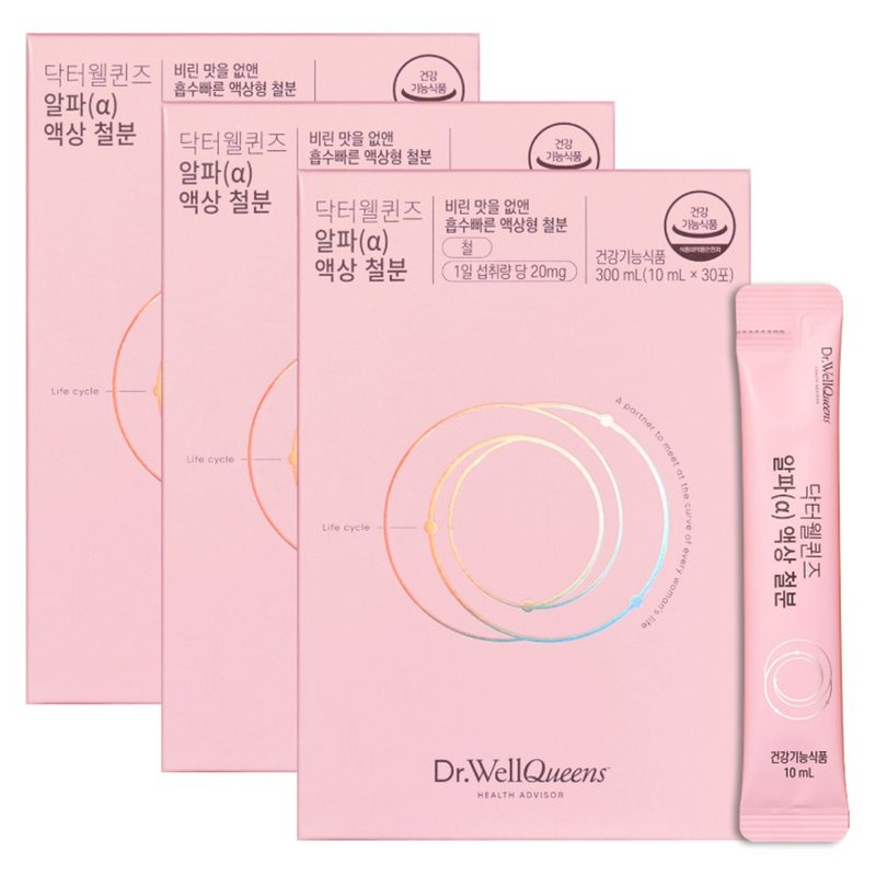 닥터웰퀸즈 알파 임산부 어린이 액상철분, 300ml, 3개