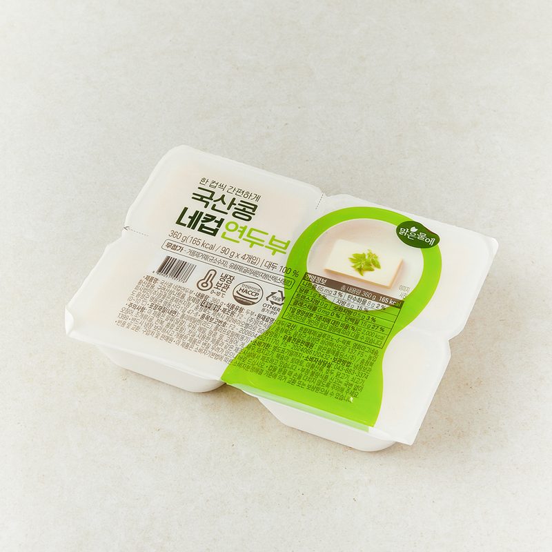 [로켓프레시] 맑은물에 국산콩 네컵 연두부 4개입, 360g, 1개