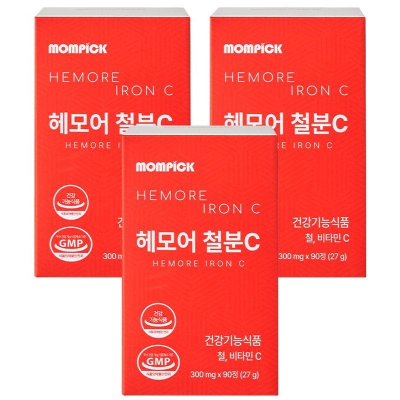 맘픽 여성 철분제 임산부 남성 철분 영양제 mompick, 3박스, 90