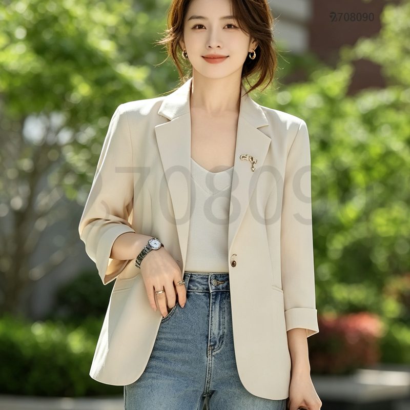 708090 여름 얇은 정장 코트 여성 날씬해 보이 는 9부 자켓