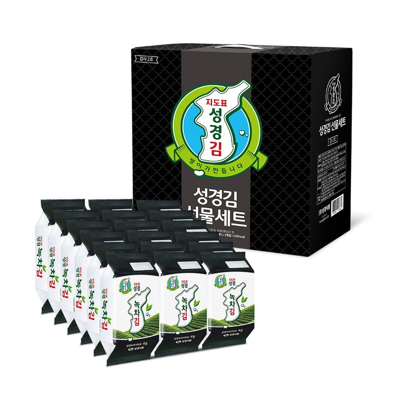 지도표성경 녹차식탁김 감사2호 4g x 18p 선물세트, 1세트