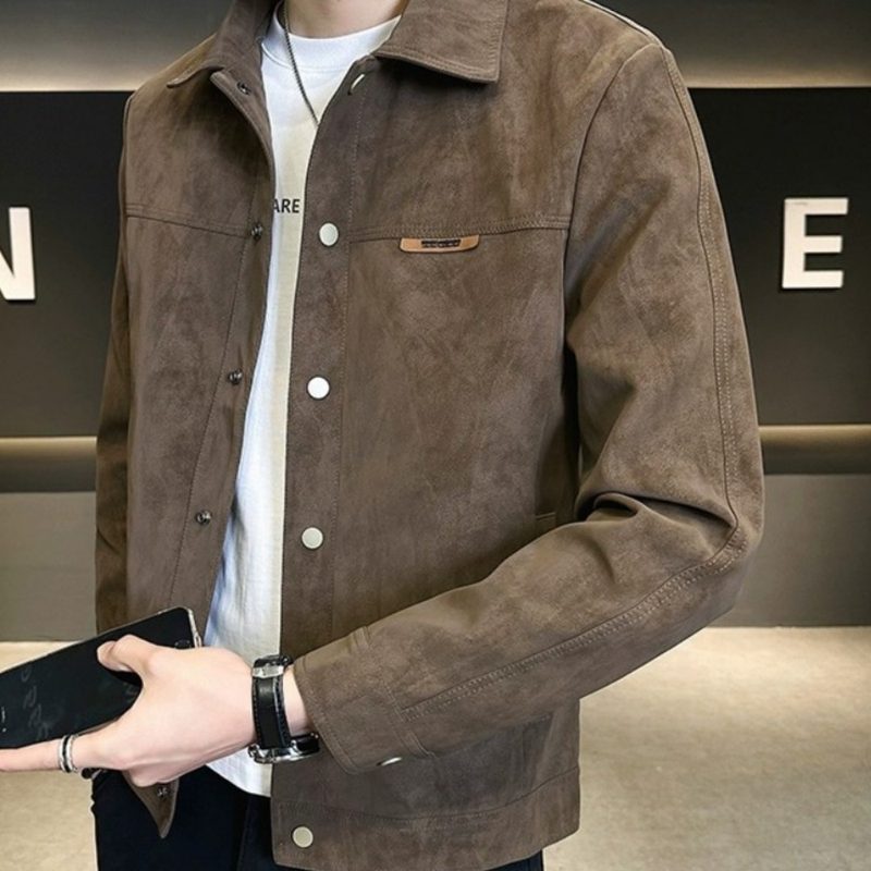POMTOR 남성 봄가을 시즌 스웨이드 느낌의 캐주얼 자켓