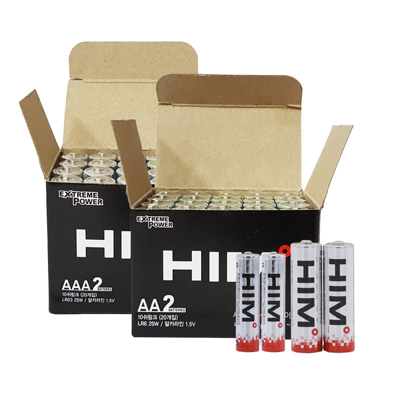 힘 알카라인 건전지 벌크 AA 20p + AAA 20p, 40개입, 1세