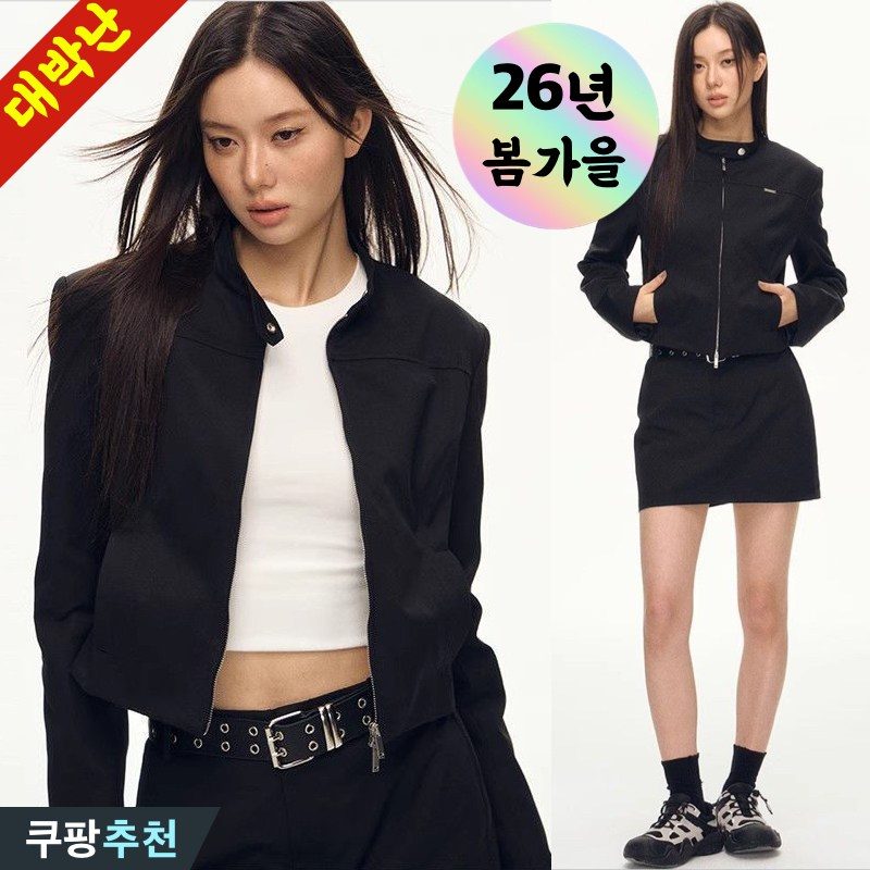 [날씬해보이는] DEARHUA 여성 블랙 크롭 숏 집업 항공점퍼 블루종 