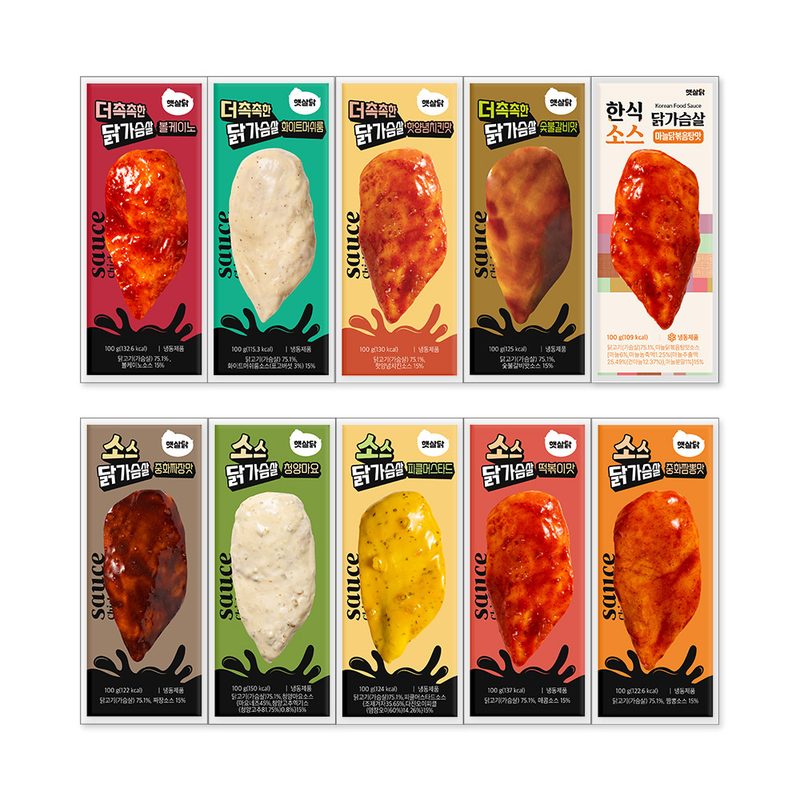 햇살닭 소스 통살 닭가슴살 맛보기 10종, 30개, 100g
