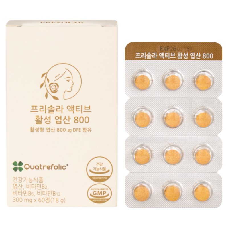 약사 설계 임산부 액티브 활성 엽산 800 2개월분, 1개, 60정