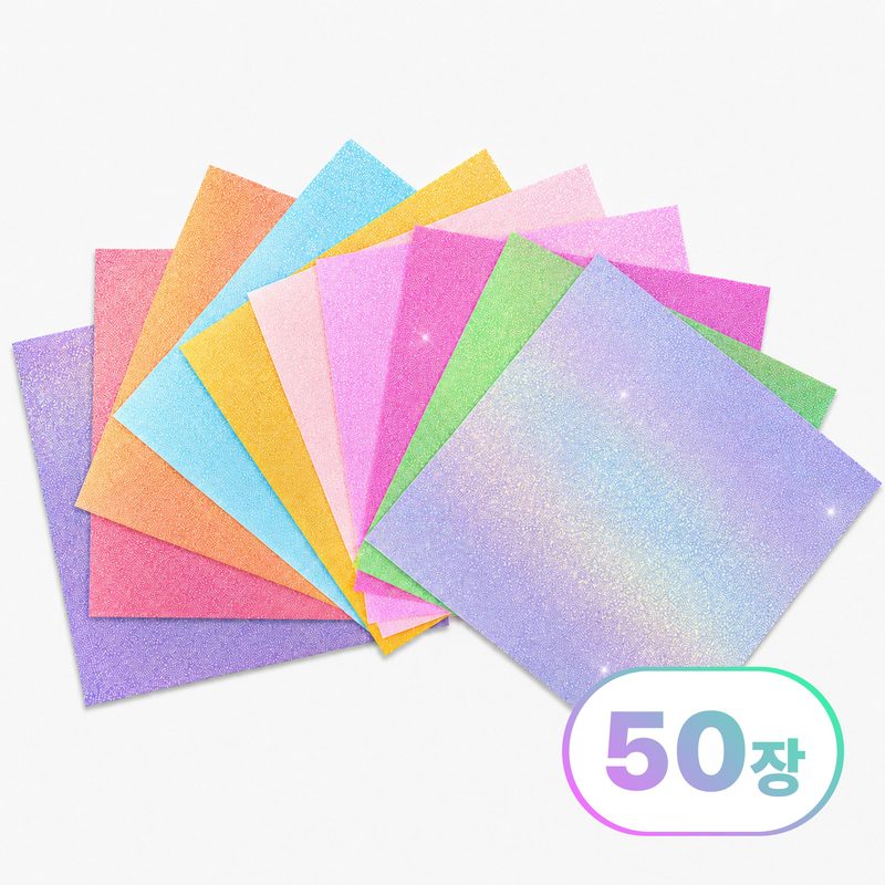 에브리체 무지개 펄 색종이 종이접기 칼라 색상지, 50개, 10색