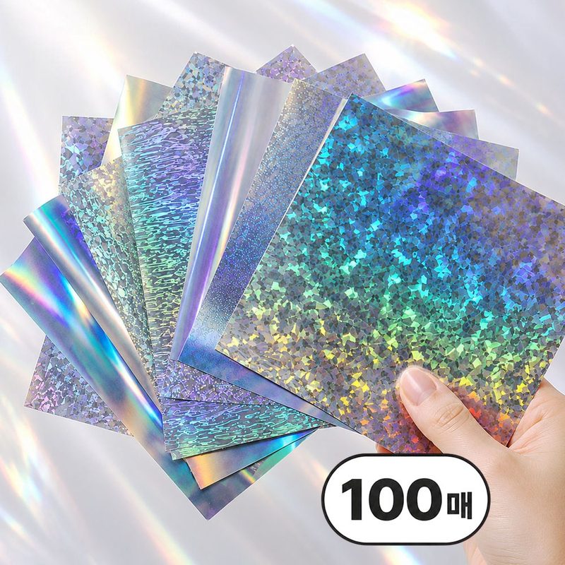 데이베크 홀로그램 색종이 반짝이 은색 무지개 100매, 1개, 10색