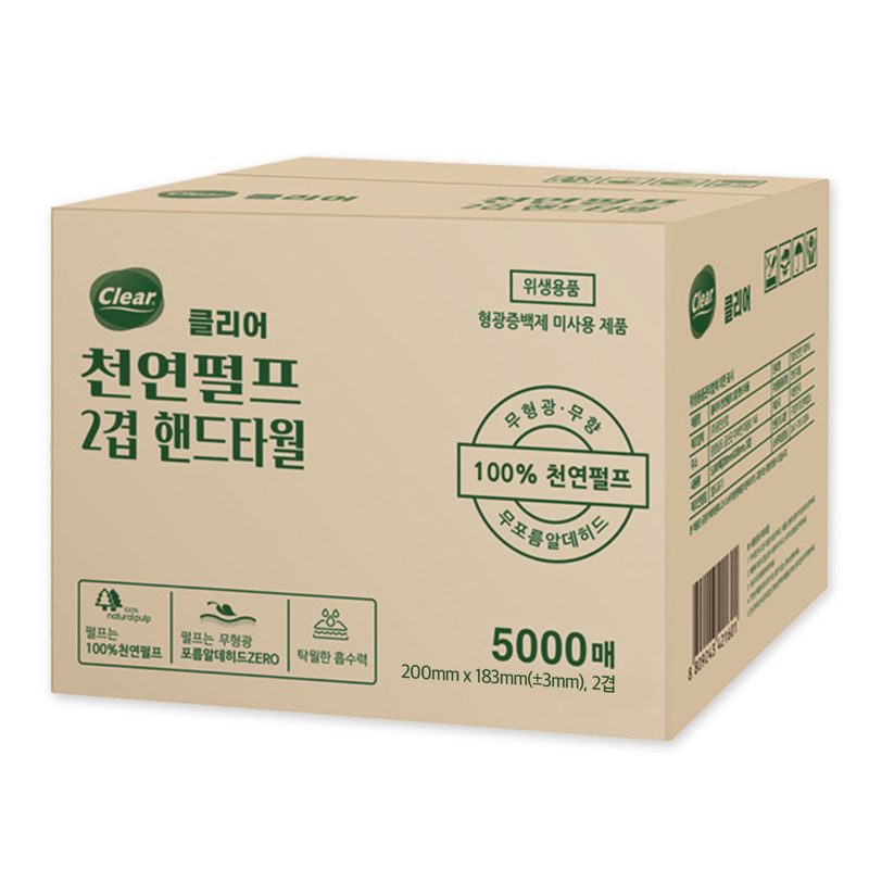 클리어 천연펄프 핸드타올, 5000매, 1개