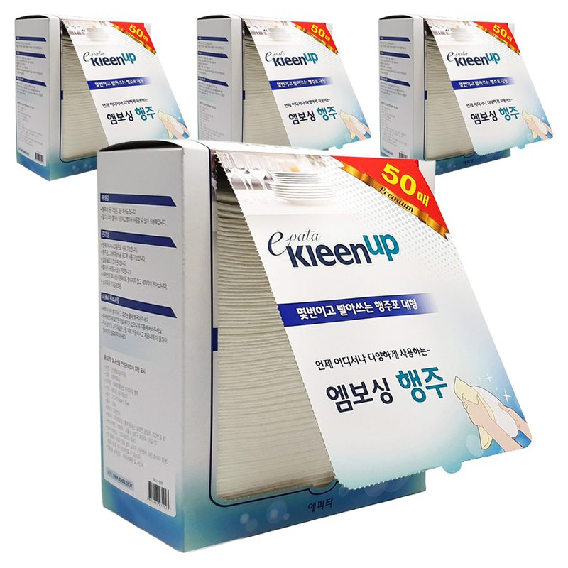 에파타클린업 프리미엄 엠보싱 빨아쓰는 행주, 50개입, 4개