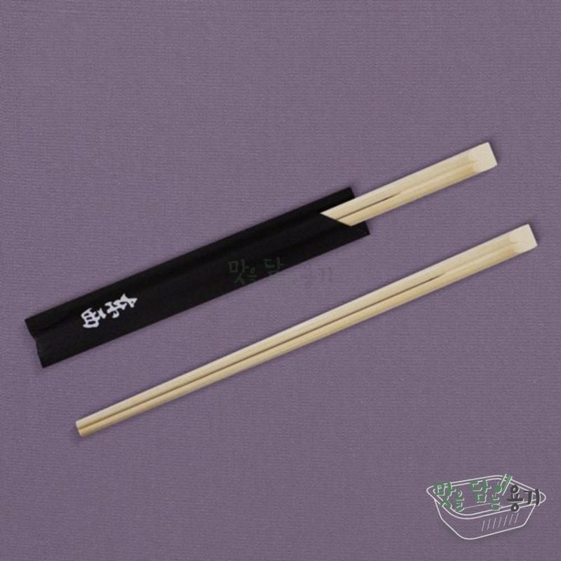 24cm 둥근대나무 젓가락 반포장 (검정) - 2000개 일회용젓가락 배