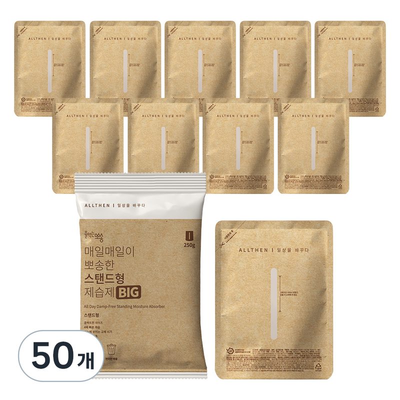 물먹는뽀송 매일매일이 뽀송한 스탠드형 제습제 빅 본품, 250g, 50개