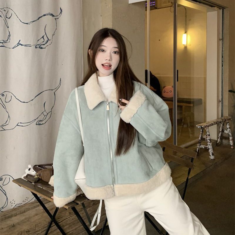 SAHINER 여성 무스탕 자켓 무스탕카라 양털안감 겨울 아우터 CWY4
