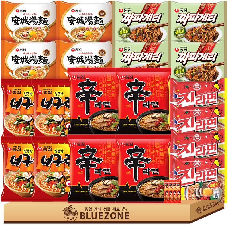 봉지라면 세트 신라면4 안성탕면4 진라면매운맛4 너구리4 짜파게티4 라면