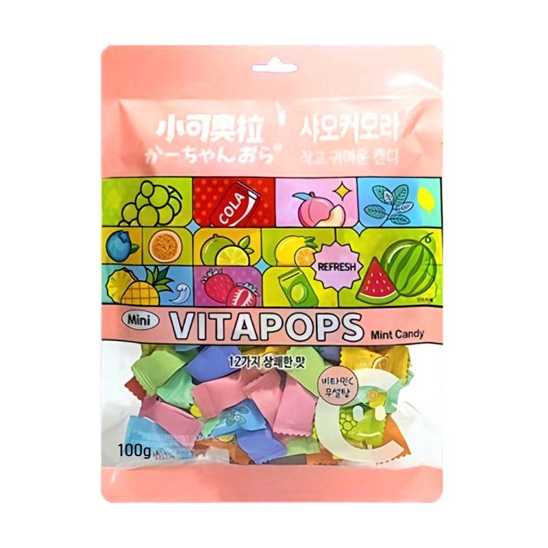 정품 샤오커오라 캔디 사탕 간식 무설탕 알사탕 개별포장 비타민C, 100