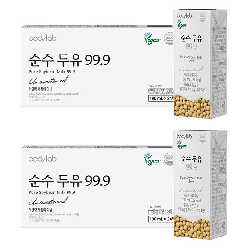바디랩 순수 두유 99.9, 190ml, 48개