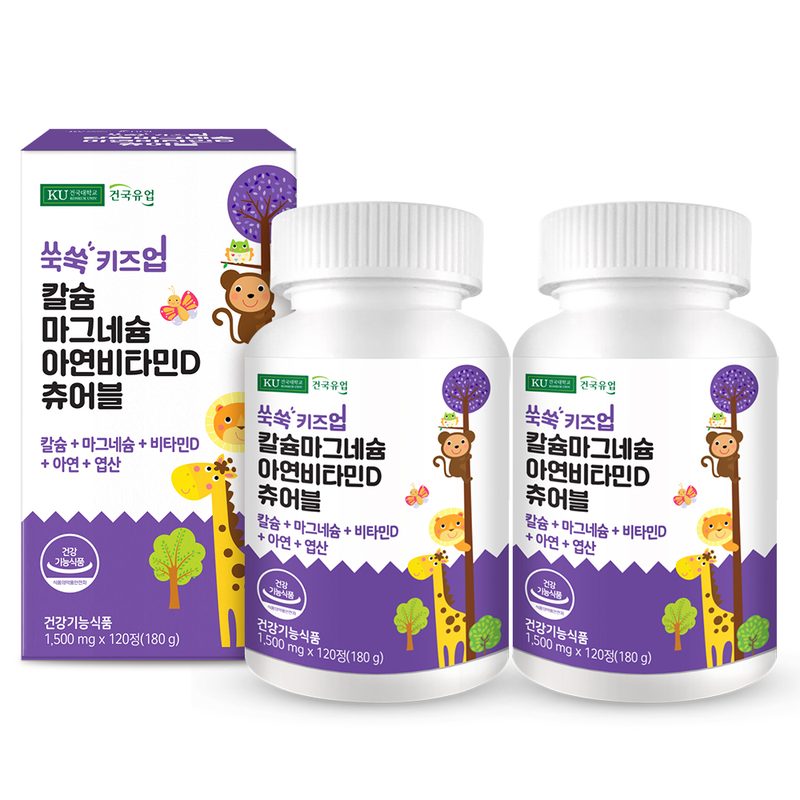 건국유업 쑥쑥 키즈업 칼슘 마그네슘 아연 비타민D 츄어블 180g, 12