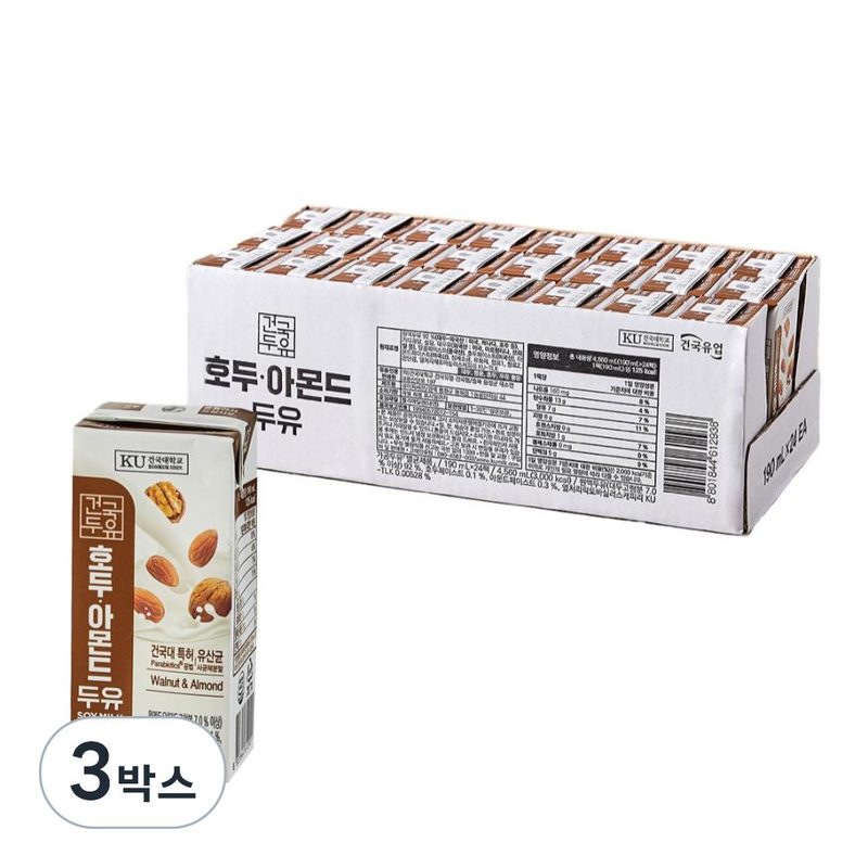 건국유업 호두아몬드 두유, 190ml, 72개