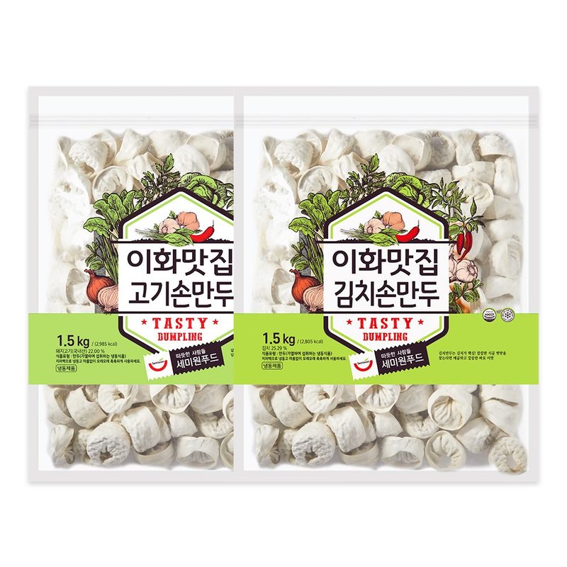 이화맛집고기손만두 1.5kg + 이화맛집김치손만두 1.5kg, 2개, 1