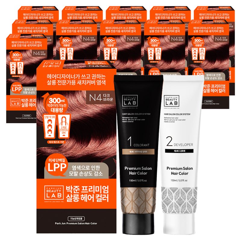 박준뷰티랩 헤어 살롱 컬러 염색제 새치커버용 150ml + 150ml, 