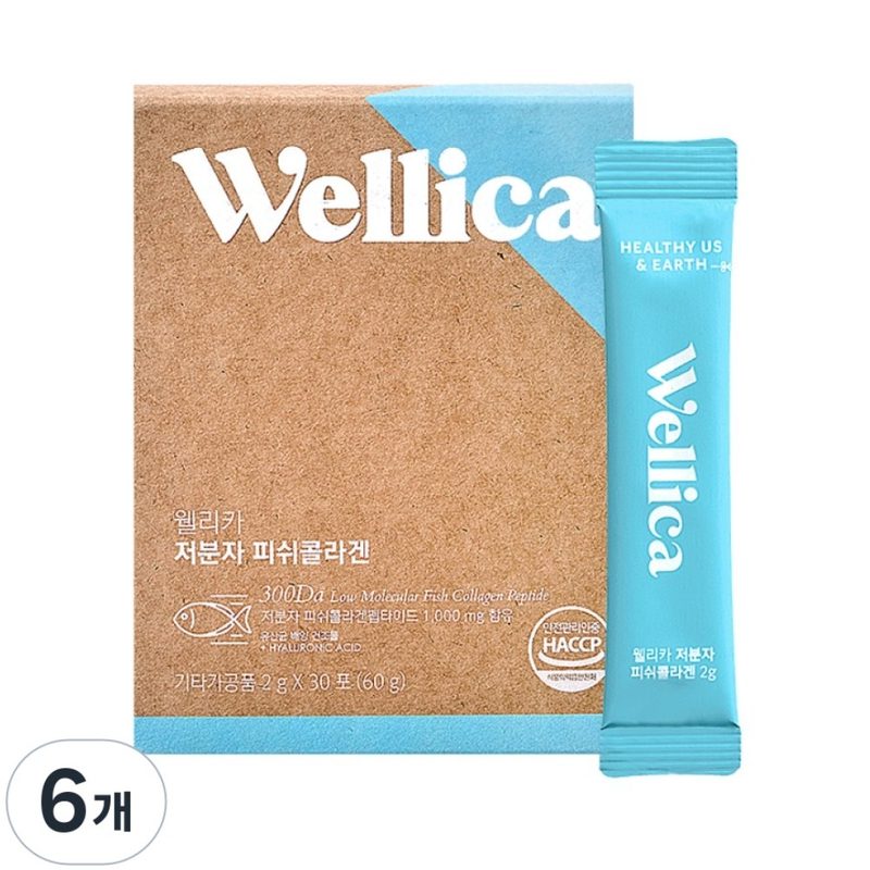 웰리카 저분자 피쉬 어린콜라겐 펩타이드 300달톤 이너뷰티, 6개, 60
