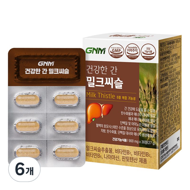 GNM자연의품격 건강한 간 밀크씨슬, 30정, 6개