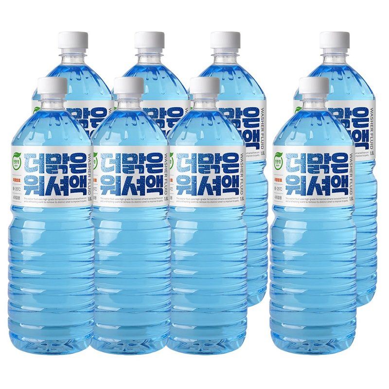 프리미엄 더맑은 에탄올 워셔액 친환경 식물성 사계절, 8개, 1.8L