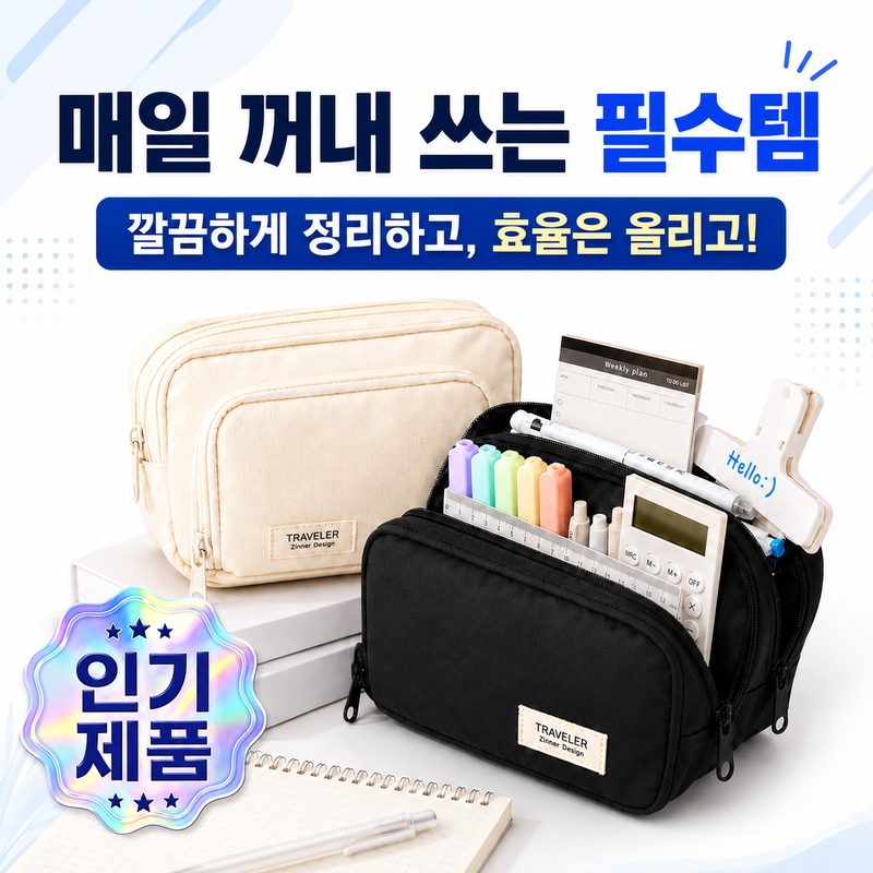 오르덴 멀티수납 3.0 PRO 심플 대용량 고등학생 중학생 초등 필통백,