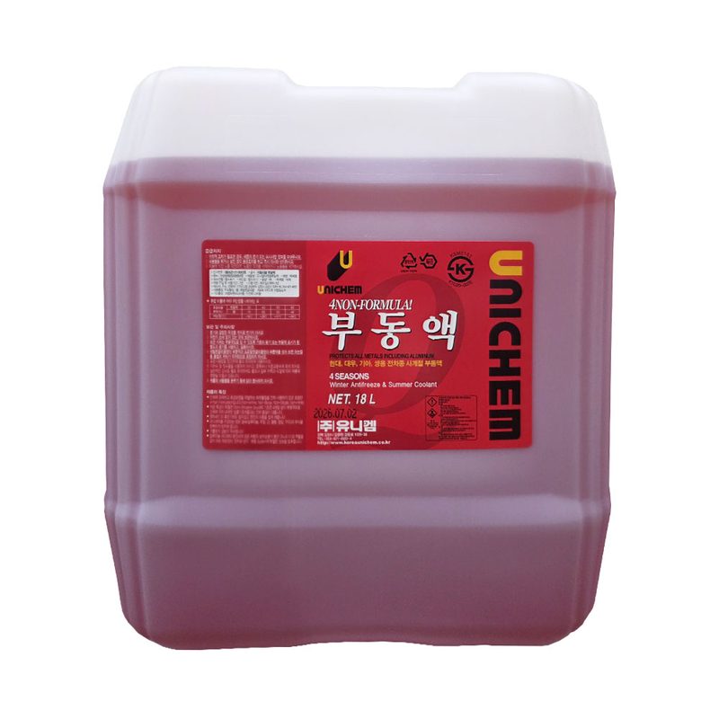 유니켐 사계절 부동액 적색, 18L, 1개