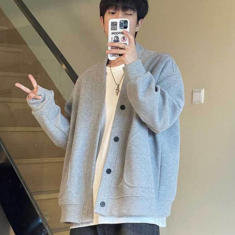 THEGANDG남성용 무지 브이넥 가디건-VG