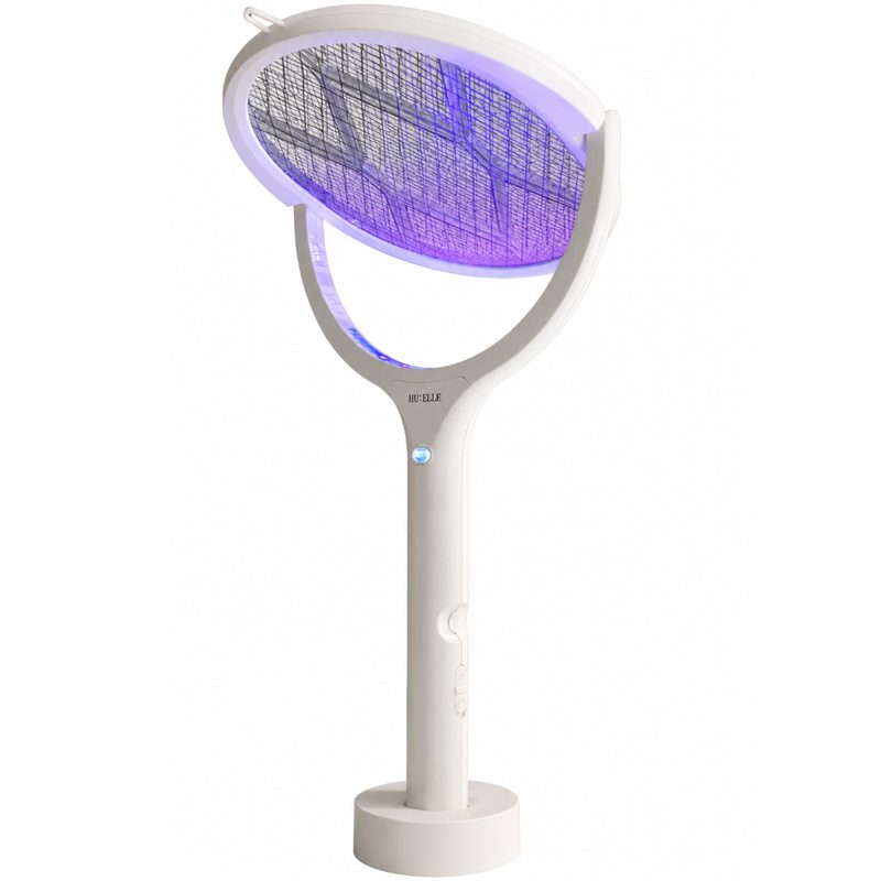 HU:ELLE LED 유인 3중보호 전기 모기채 충전식, 우유니화이트