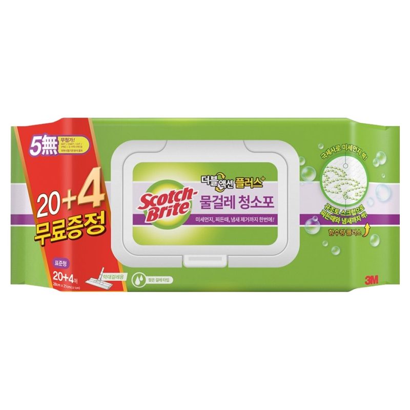 스카치브라이트 물걸레 청소포 더블액션 표준형 20 + 4매