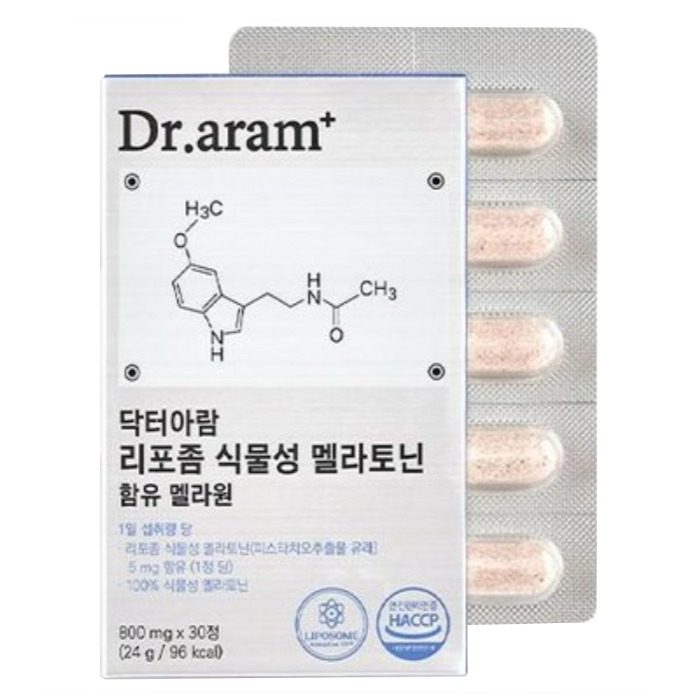 닥터아람 리포좀 식물성 멜라토닌 5mg 함유 멜라원, 6개, 30정