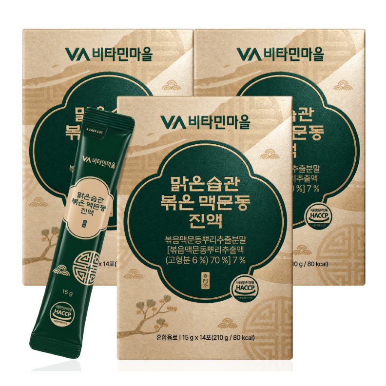 비타민마을 맑은습관 볶은 맥문동 진액, 3개, 210g