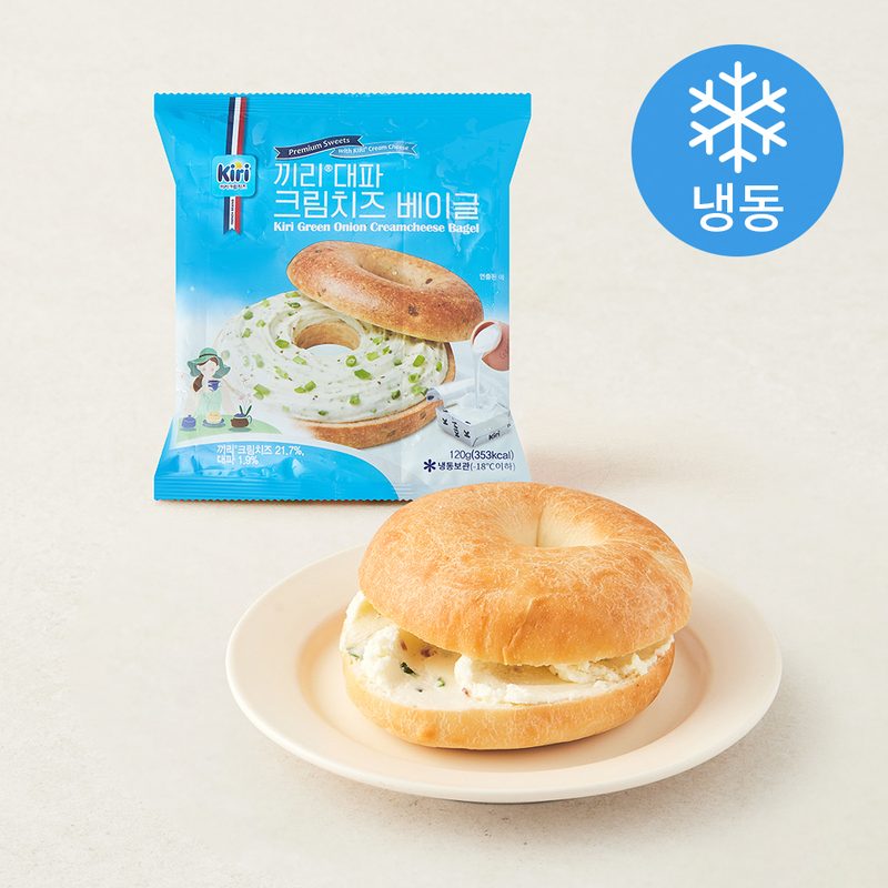 [로켓프레시] 끼리 대파 크림치즈 베이글 (냉동), 120g, 1개