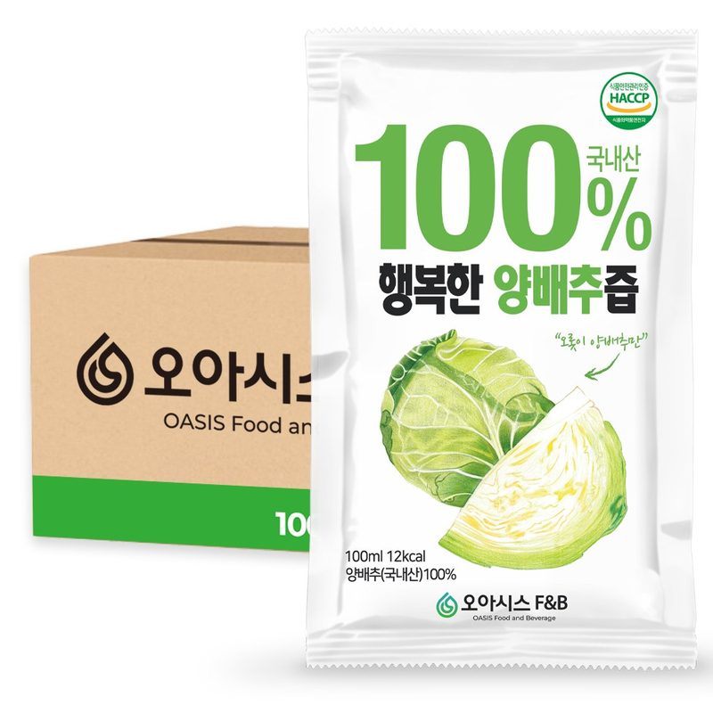 오아시스 국내산 양배추즙, 100개, 100ml