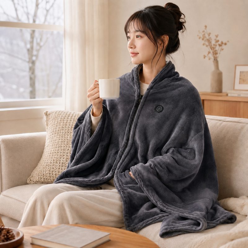 무선 휴대용 극세사 전기담요 1인용 USB 사무실 캠핑용 플란넬 발열 망