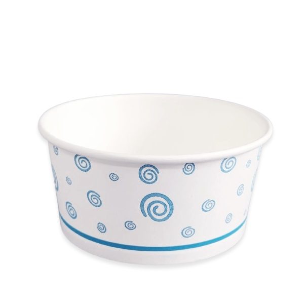 쿡앤가드 종이그릇 떡볶이 라면 분식 컵밥용기 520cc (블루 패턴), 