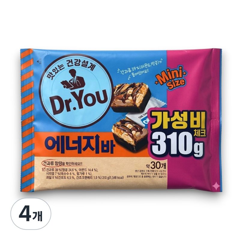 닥터유 에너지바 미니, 310g, 4개