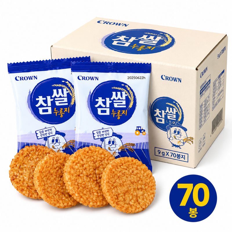 참쌀누룽지 쌀과자 매콤간장맛 70봉 대용량 간식, 630g, 1세트