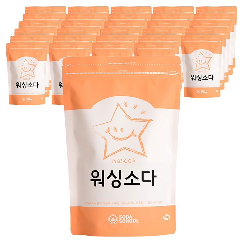 소다스쿨 워싱소다 세탁세제, 1kg, 30개