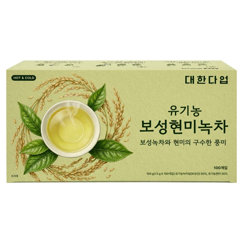 대한다업 유기농 보성 현미 녹차, 1.5g, 1개, 100개입