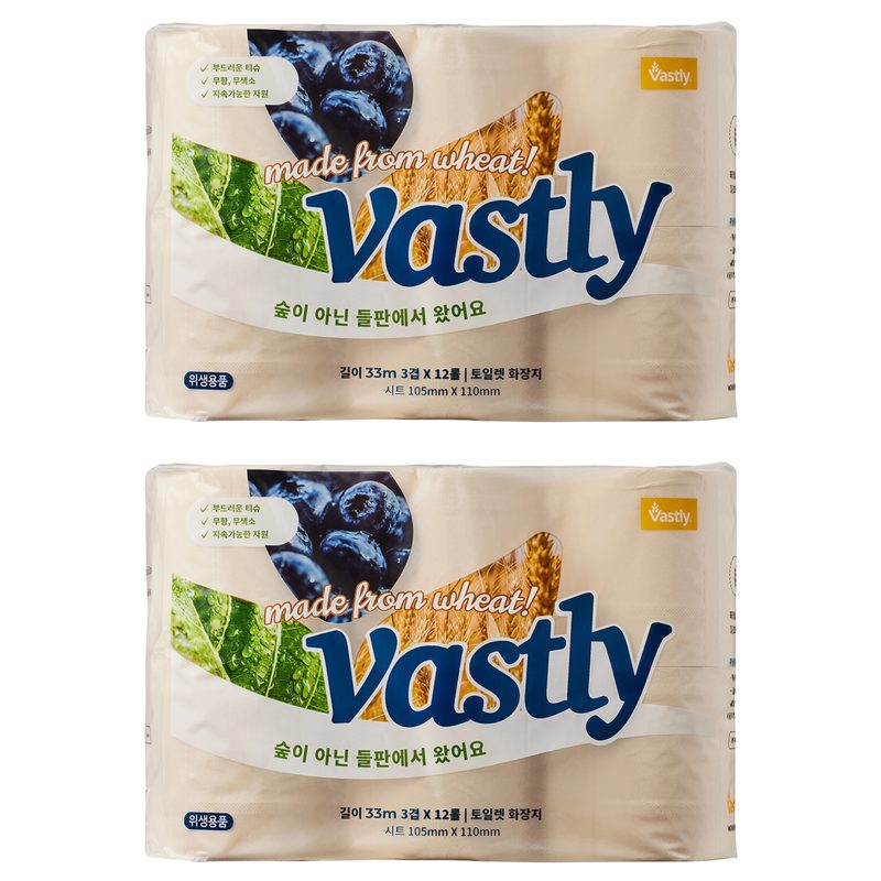 바스틀리 토일렛 3겹 롤화장지, 33m, 12롤, 2개