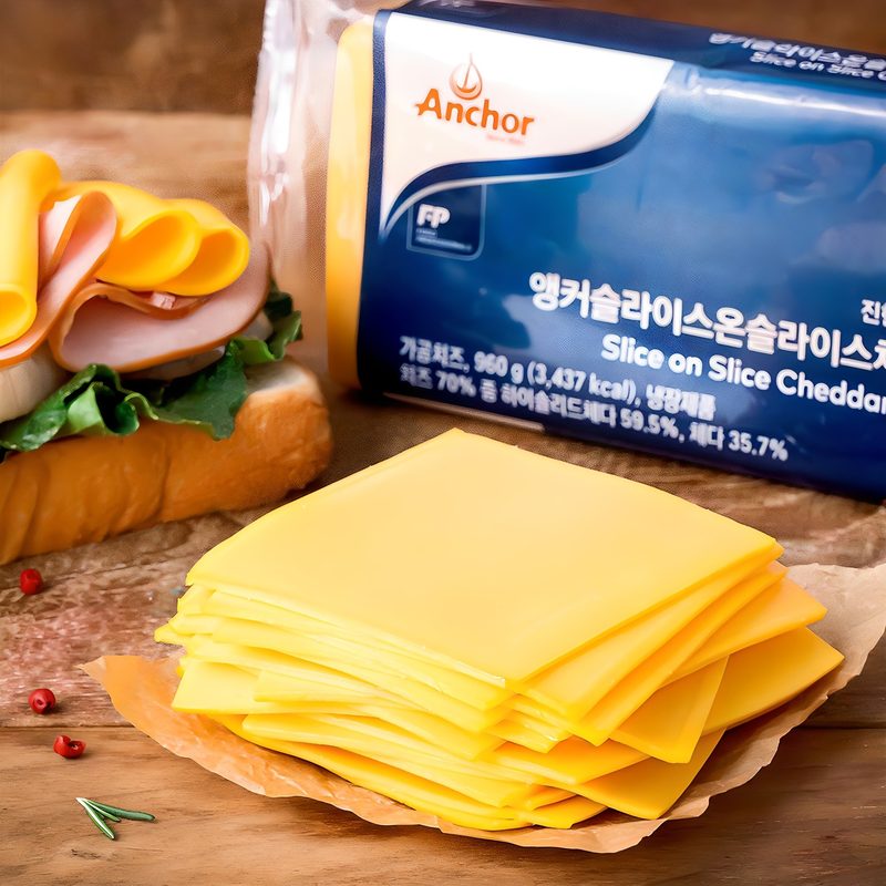 [로켓프레시] 앵커 슬라이스 온 슬라이스 체다치즈 80매입, 960g, 