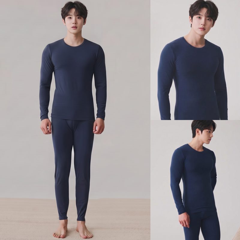 NY20 남성용 40수 순면 고신축 얇은 내의 겨울 극세기모 남자 내복 