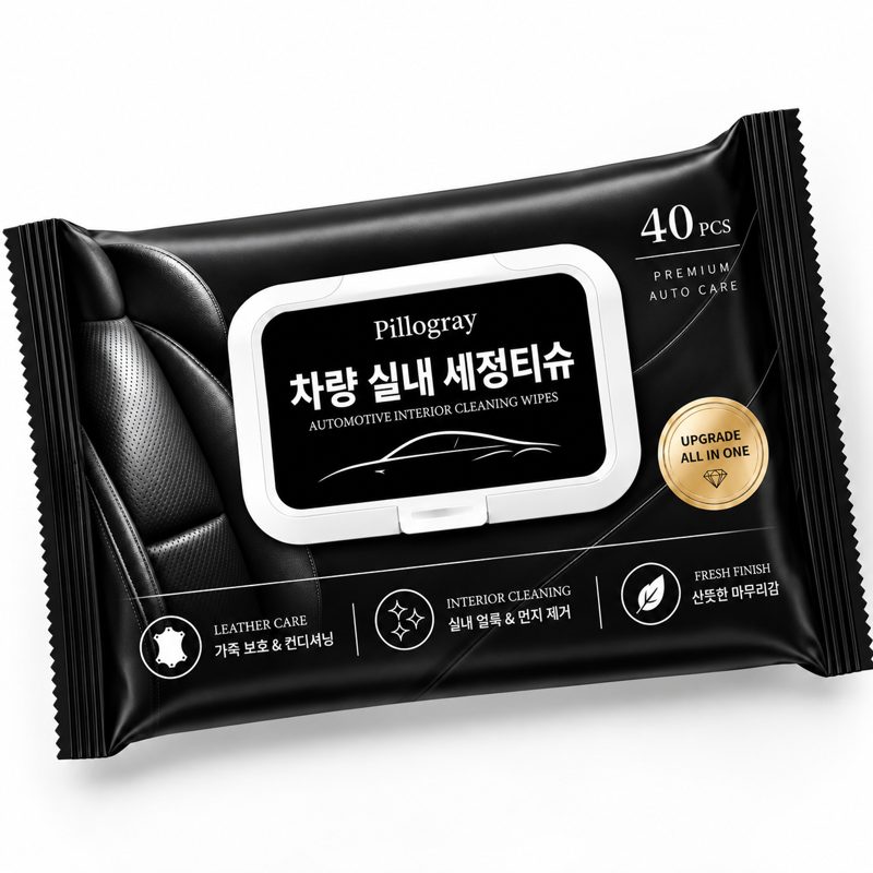 필로그레이 실내 차량가죽크리너 올인원 세정티슈, 1세트, 400g