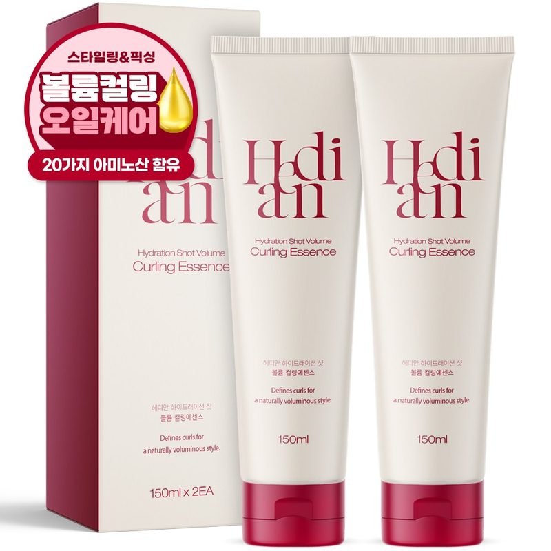1+1 헤디안 볼륨 컬링 헤어 에센스 150ml 리페어 컬크림 수분 웨이